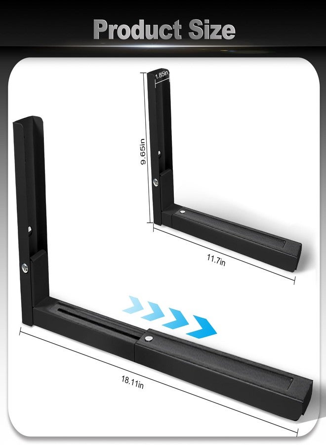 Krbnk Microwave Mount, Folding Shelf Brackets, Foldable, Retractable, Adjustable Microwave Oven Wall Mount, Suitable for Use in Home Kitchens, Saving Space - Black - Image 2